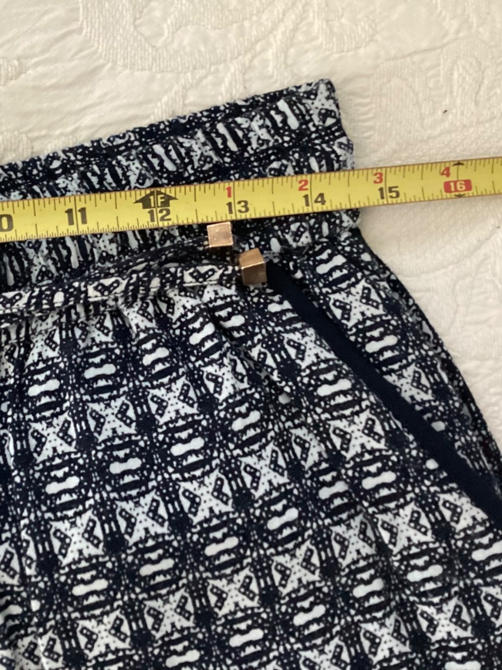 POROPHROSE NAVY BLUE WHITE LOUNGING PANTS WITH DRAWSTRING SIZE S/M - Picture 10 of 10
